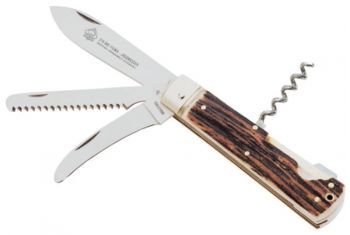 Puma Jagdtaschenmesser  Stag German Made Hunting Folding Knife  with Leather Pouch