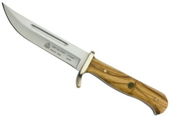 PUMA SGB Trail Guide White Smooth Bone Hunting Knife with Leather Sheath