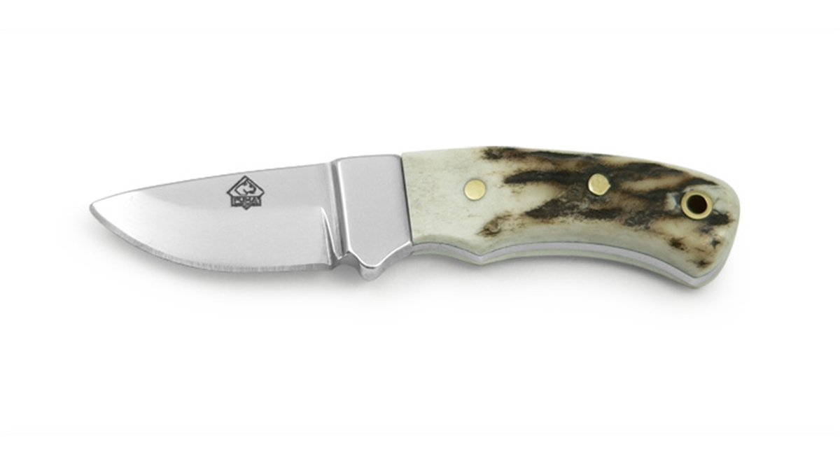 Puma Faun Mini Skinmaster, Integral (Miniature Knife) Stag Horn German Made Hunting Knife With Leather Sheath