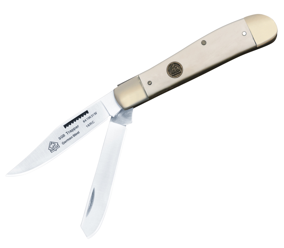 Puma SGB Trapper Smooth White Bone Folding Pocket Knife