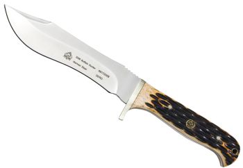 Puma SGB Buffalo Hunter Brown Jigged Bone Hunting Knife with Leather Sheath