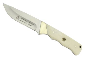 Puma SGB Badlands Smooth White Bone Hunting Knife with Leather Sheath