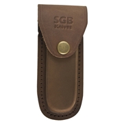 SGB Knives Brown Leather Belt Pouch / Sheath for Folding Knives (4" Folder)