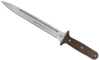 Puma XP 15" Pig Sticker Textured Brown Pakkawood Beveled Blade with Leather Sheath