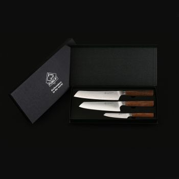 Puma IP Damascus 3 Piece Kitchen Set: Includes Chef, Santoku and Pairing Knives 