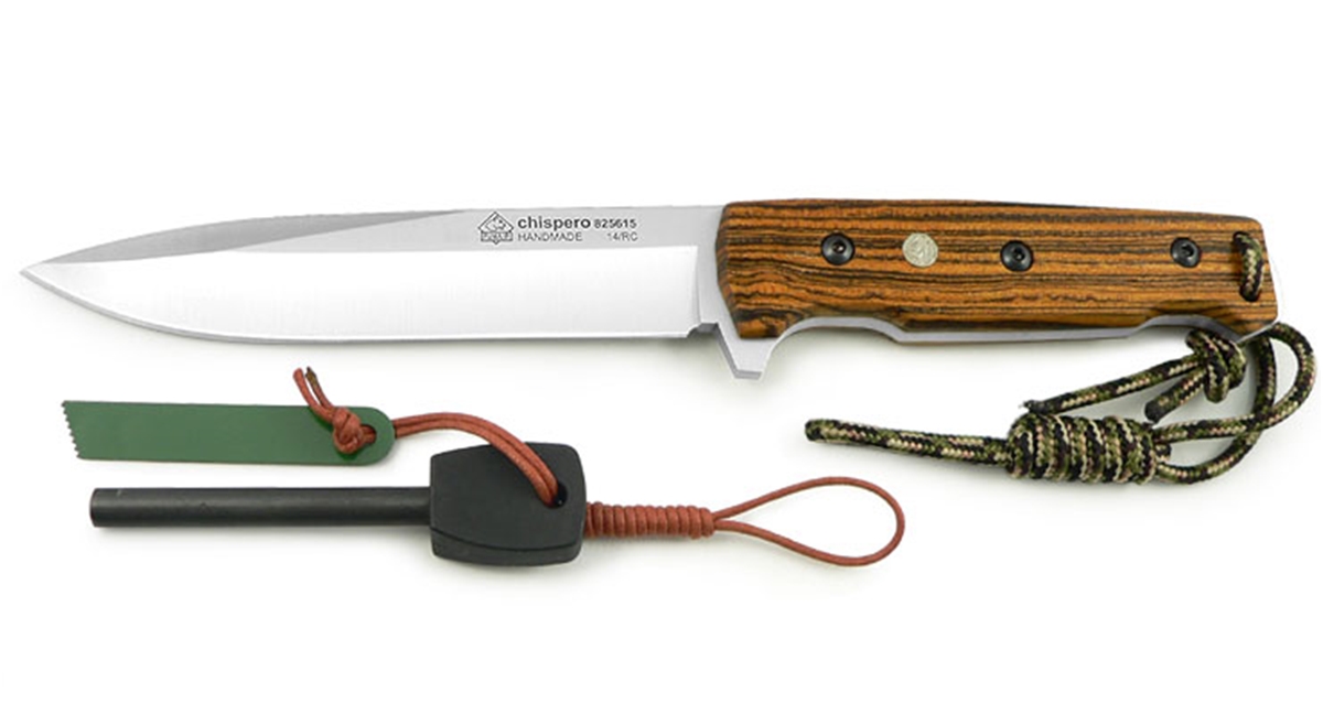 Puma IP Chispero Bocote Wood Spanish Made with Fire Starter and Leather Sheath