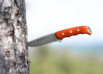PUMA IP Dexter Orange II Micarta Spanish Made Hunting Knife with Leather Sheath