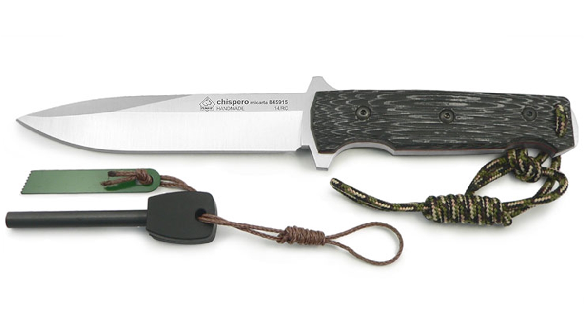 Puma IP Chispero Micarta Spanish Made Hunting Knife with Fire Starter and Leather Sheath