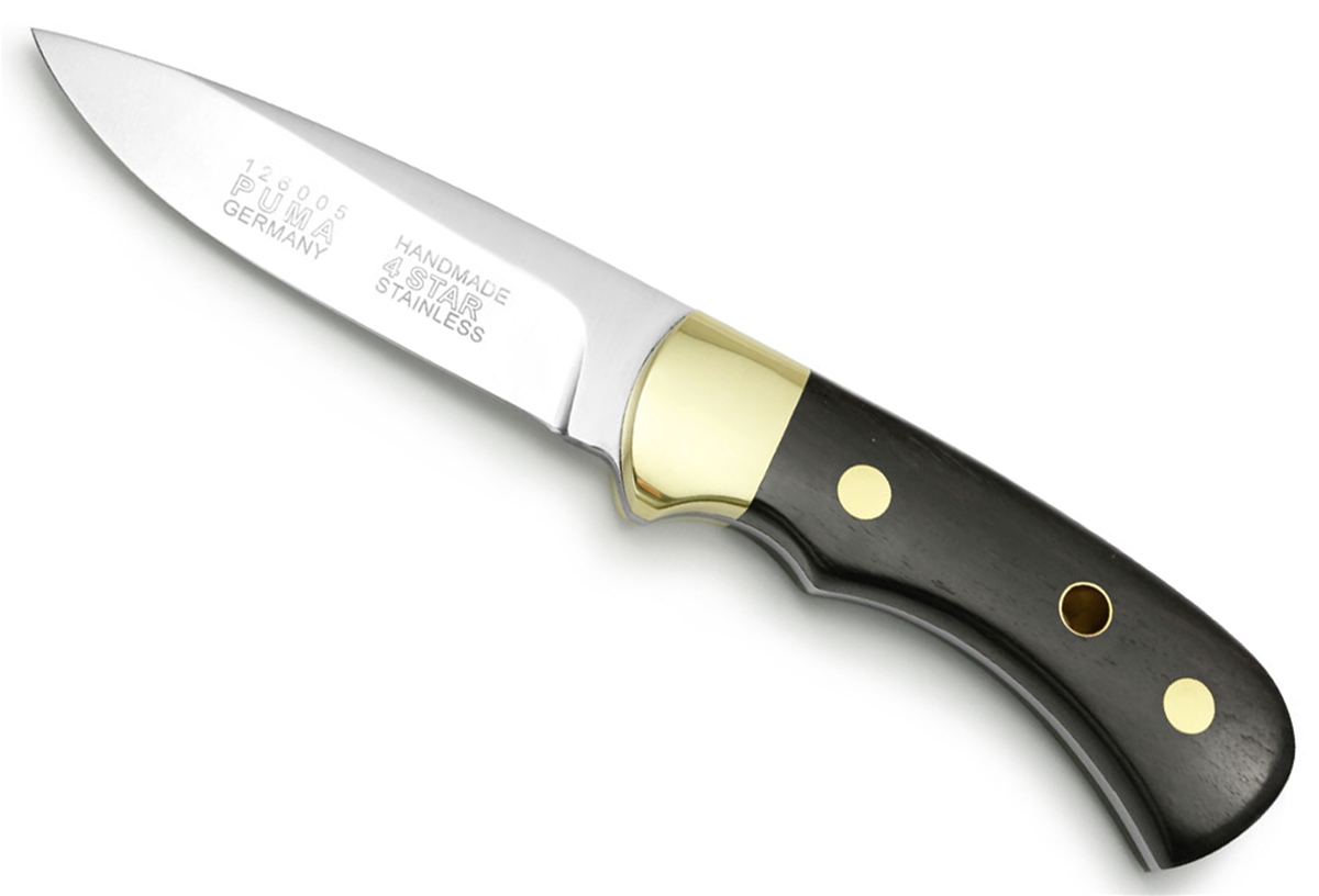 Puma 4 Star Nicker Grenadill Wood German Made Hunting Knife with Leather Sheath