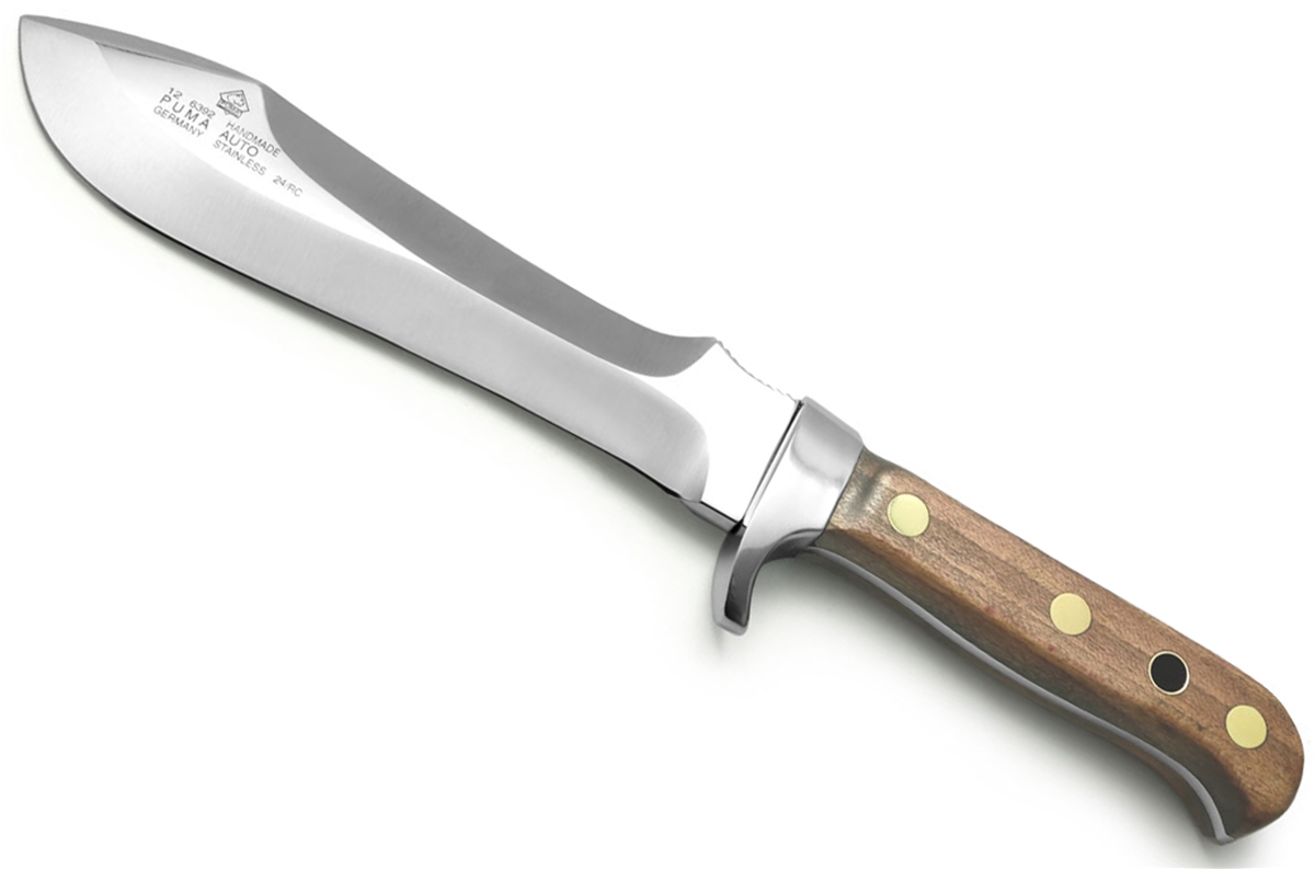 Puma Automesser Plumwood without Sawtooth German Made Hunting Knife with Leather Sheath