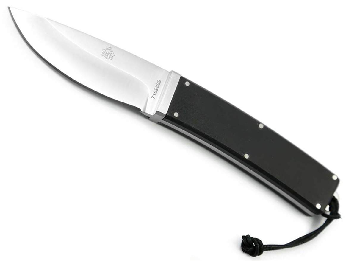 Puma TEC Black G10 Belt Knife with Fork and Leather Sheath