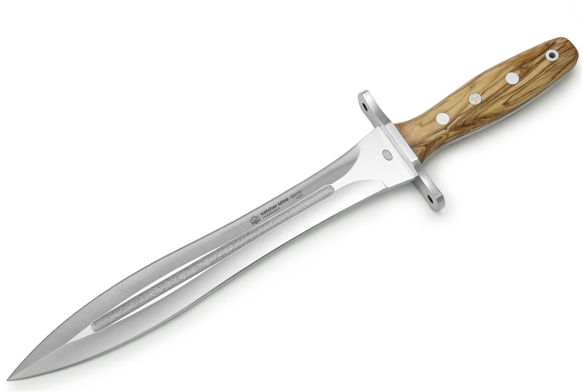 Puma IP Catcher Olive Wood (Double Edged Blade) Spanish Made Hunting Knife with Leather Sheath