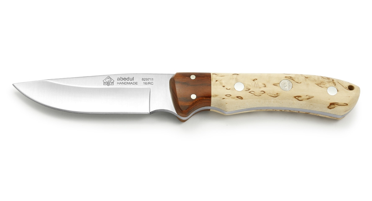 PUMA IP Abedul Wood Spanish Made Hunting Knife with Leather Sheath