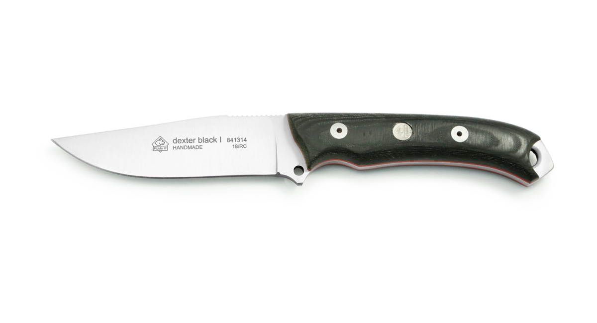 Puma IP Dexter Black I Micarta Spanish Made Hunting Knife with Leather Sheath