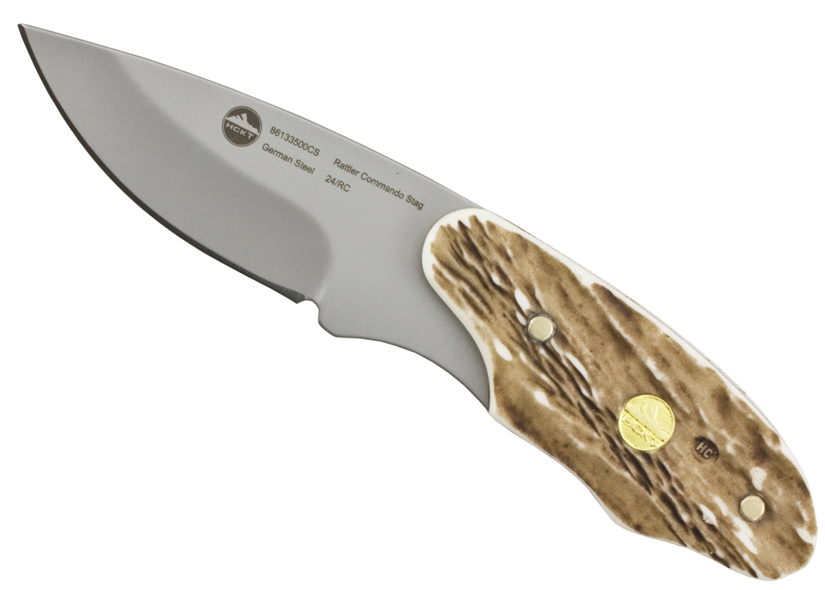 High Country Rattler POM Commando Stag with Leather Sheath
