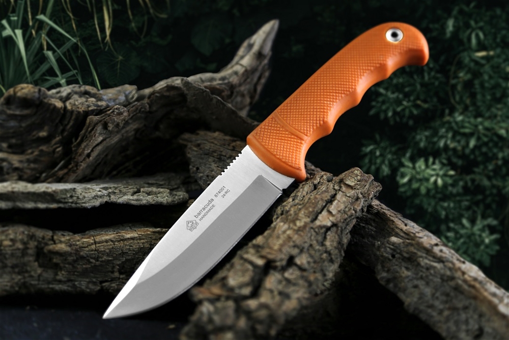 PUMA IP Barracuda Orange Rubber Spanish Made Hunting Knife with Leather Sheath