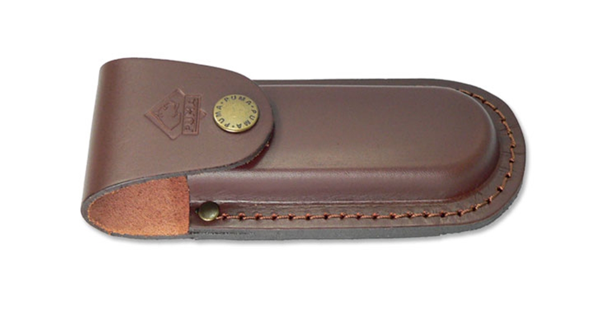 Puma German Brown Leather Belt Pouch / Sheath for Folding Knives (5" Folder)